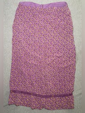 April Cornell Purple Floral Skirt Size Large  Cottagecore Grandmacore Feminine